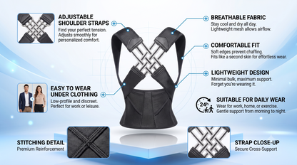 Adjustable Posture Corrector Belt – Breathable Back & Shoulder Support for Everyday Comfort