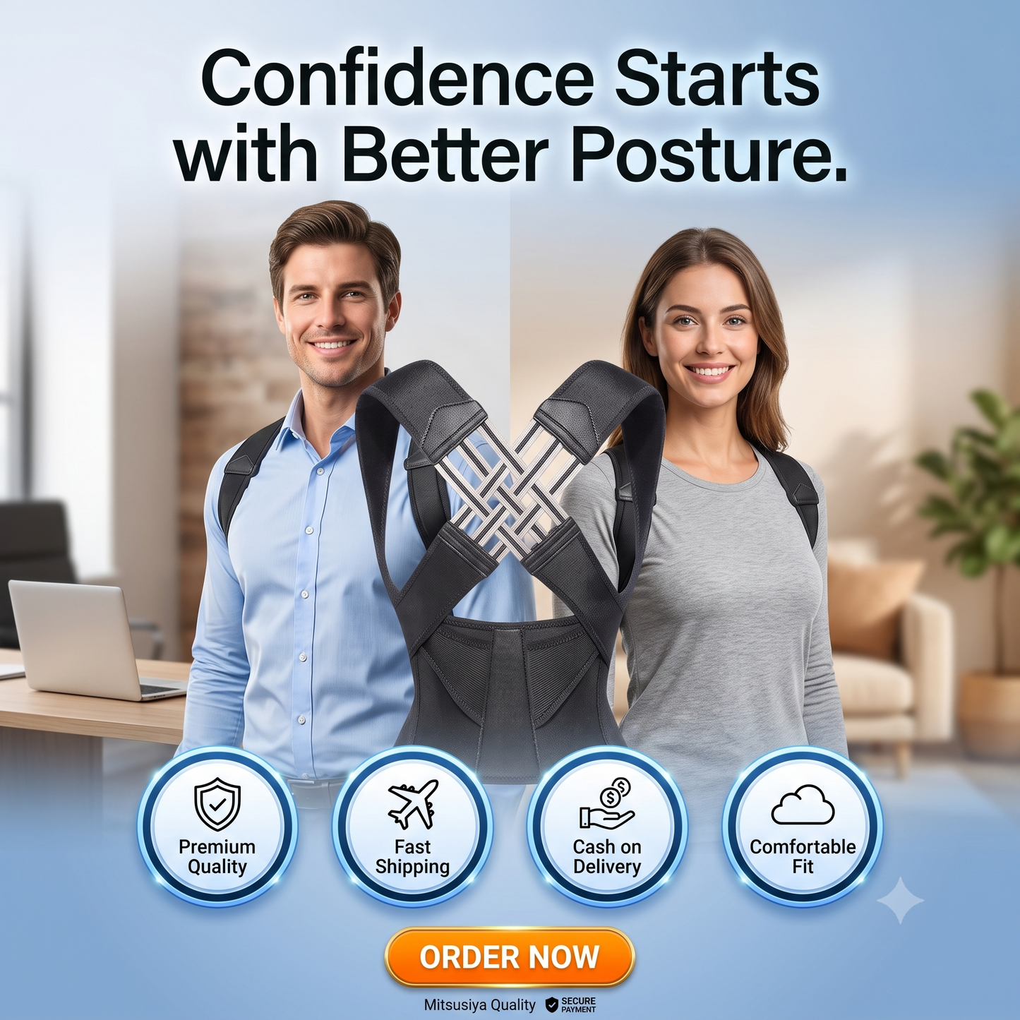 Adjustable Posture Corrector Belt – Breathable Back & Shoulder Support for Everyday Comfort