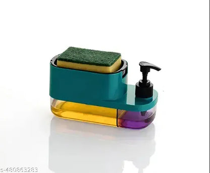 3 in 1 Soap Dispenser for Kitchen Dishwasher Liquid Dispenser Pump with Sponge Kitchen Cleaner