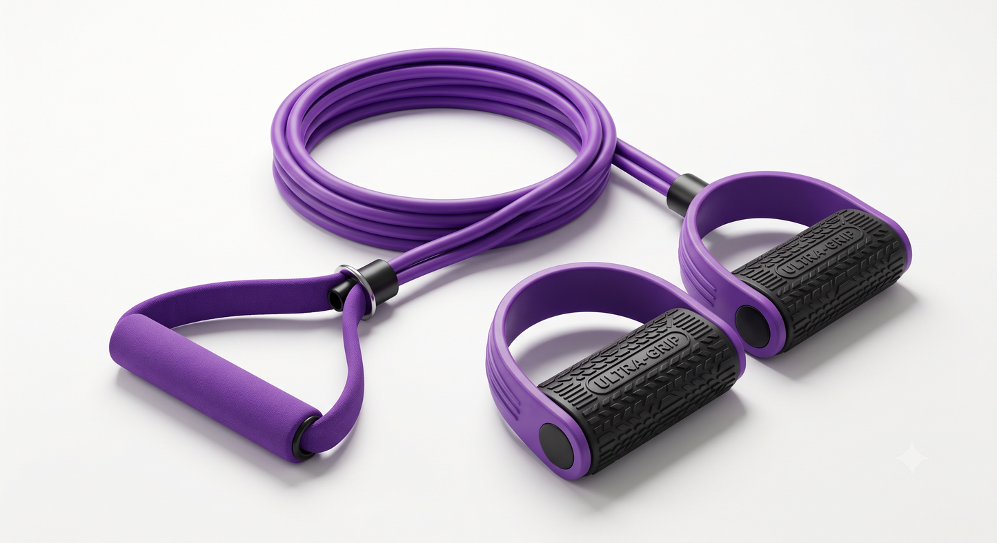 Premium Resistance Tube with Foot Pedals – Full Body Exercise Band for Home Gym, Yoga & Strength Training (15–30 kg Resistance)